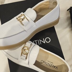 Valentino White and Gold Men's Loafers